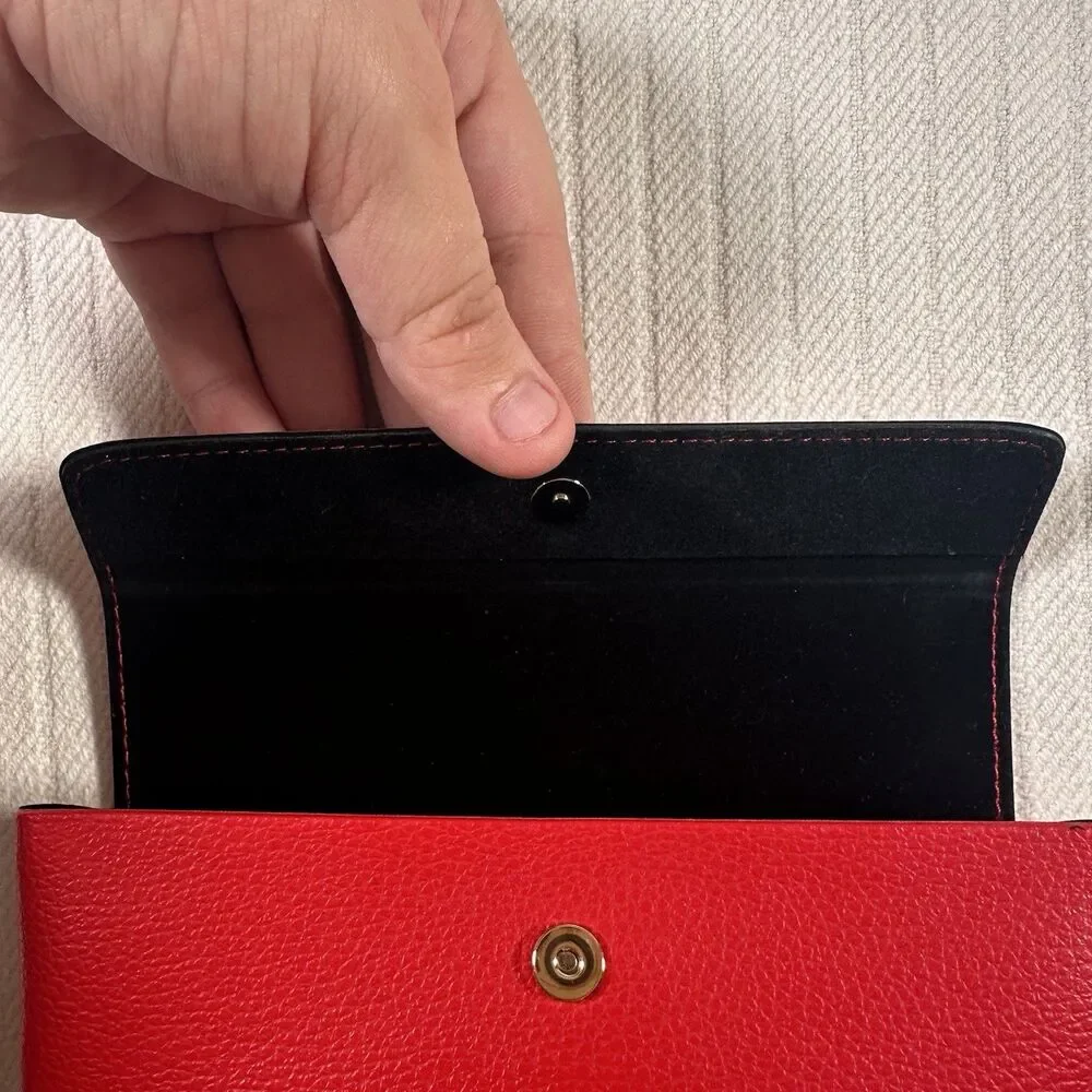 GUESS Red Faux Leather Eyeglasses Sunglasses Semi Hard Case